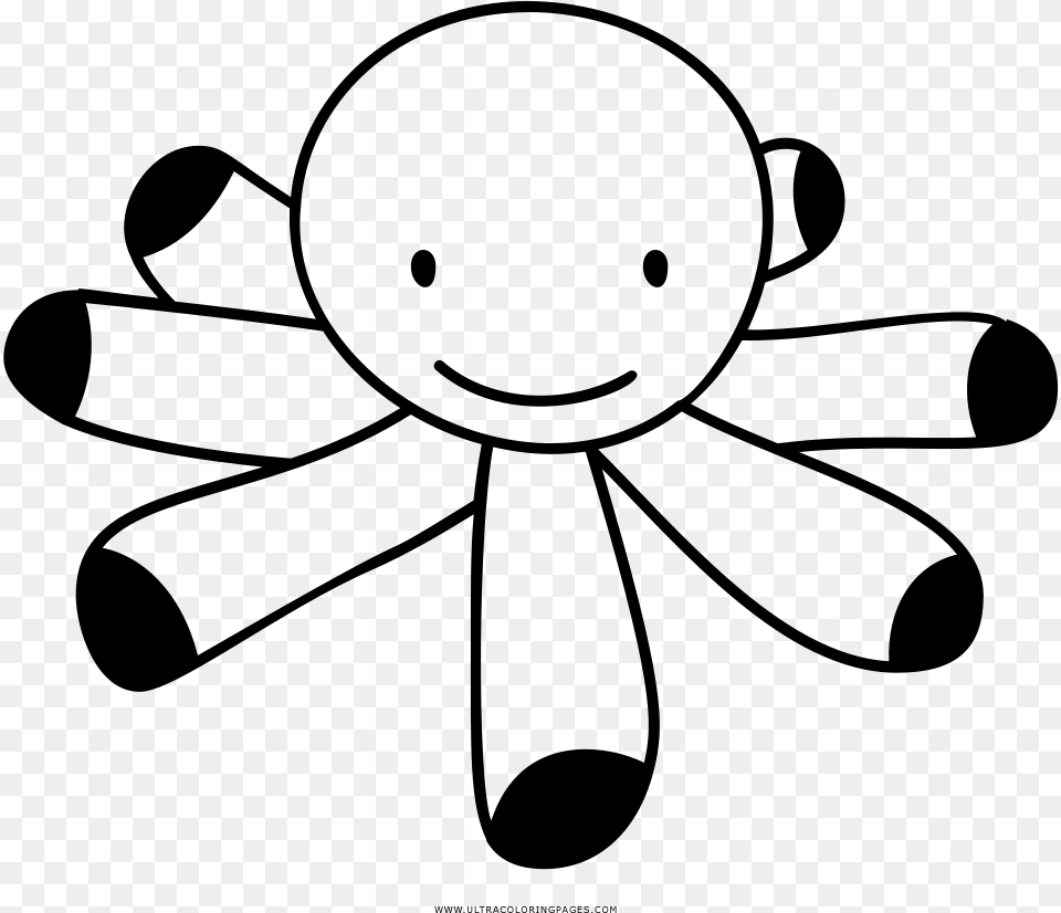 Octopus Coloring Page, Gray Free Png Download