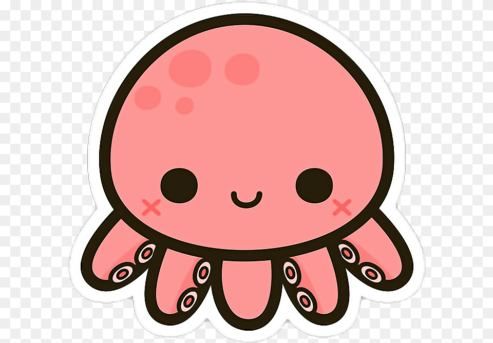 Octopus Cute Tentacles Pink Kawaii Smile Animal Nature, Sticker, Toy, Plush, Person Png Image
