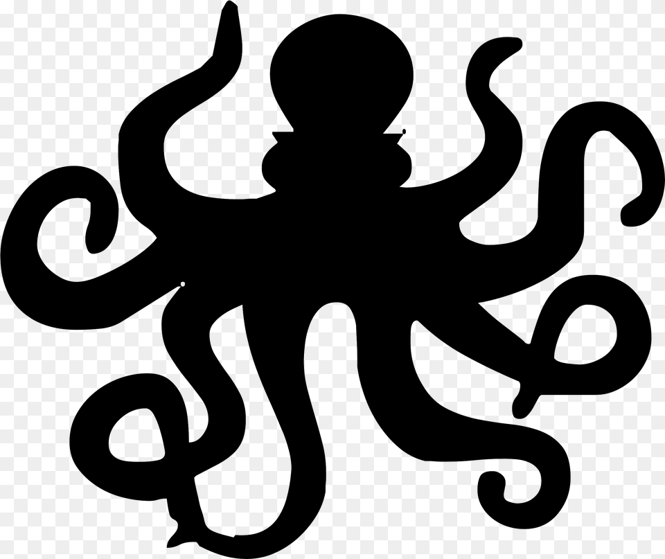 Octopus Line Drawing, Silhouette, Blackboard Png