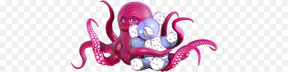 Octopus Pink With Bear Beach Towel Pink With Bear, Animal, Sea Life, Invertebrate, Reptile Free Png Download