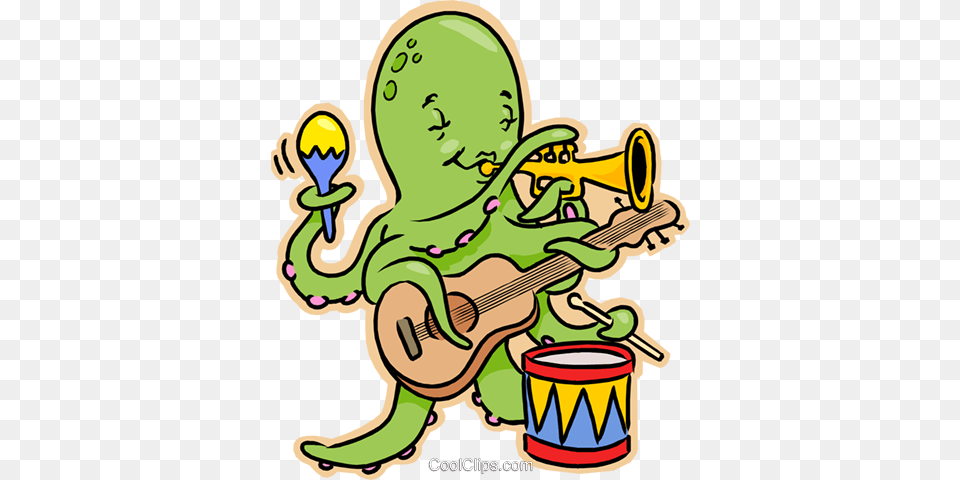 Octopus Playing Guitar Drums Trumpet Royalty 3drose Octupus Music Iron On Heat Transfer 6 By 6 Inch, Musical Instrument, Baby, Person, Face Free Png