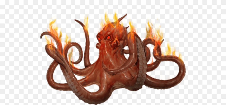 Octopus Seamonster Freetoedit Octopus, Animal, Sea Life, Invertebrate, Bonfire Free Transparent Png