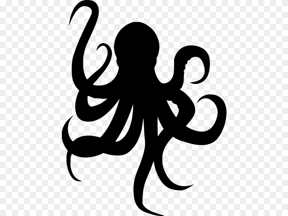 Octopus Vector, Gray Png Image