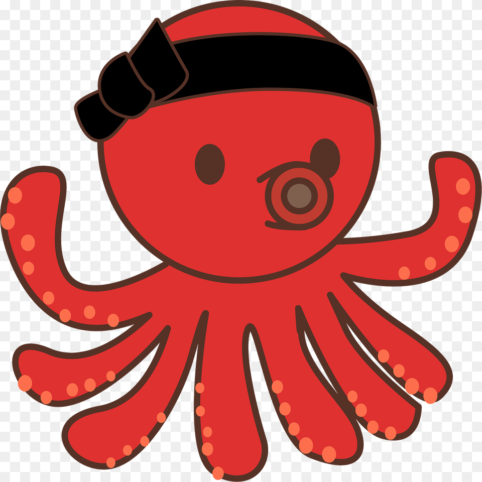 Octopus With A Headband Clipart, Animal, Sea Life, Food, Seafood Png Image