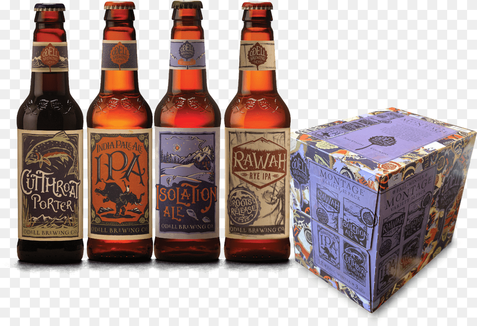 Odell Fall Montage Variety Includes Rawah Rye Ipa Odell India Pale Ale Ipa, Alcohol, Beer, Beer Bottle, Beverage Free Png