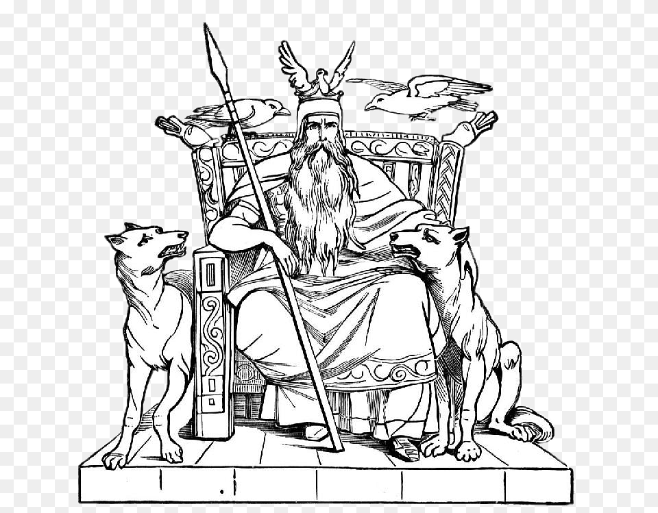 Odin On Throne, Art, Drawing, Person, Mammal Free Png