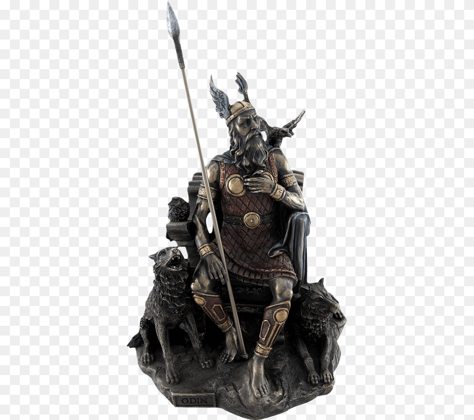 Odin Seated On Throne Statue Odin, Bronze, Weapon, Spear, Adult Png Image