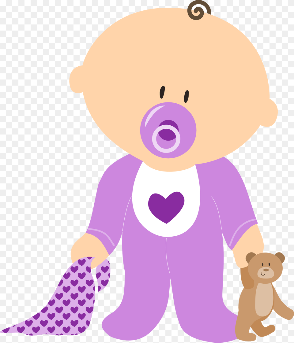 Of Baby In Violet Clothes With Gender Neutral Babies Clip Art, Purple, Animal, Bear, Mammal Free Png Download