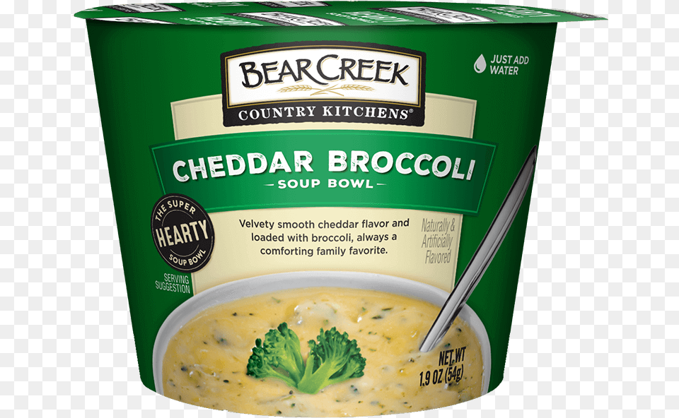 Of Cheddar Broccoli Soup Bowl Bear Creek Soup, Food, Plant, Produce, Vegetable Png