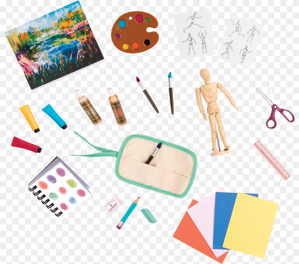 Of Classroom Dolls Our Generation Art Class, Scissors, Person, Brush, Device Free Transparent Png