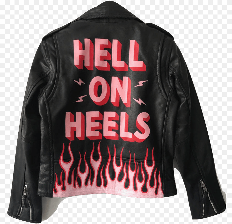Of Hell On Heels Leather Jacket, Clothing, Coat, Hoodie, Knitwear Png Image