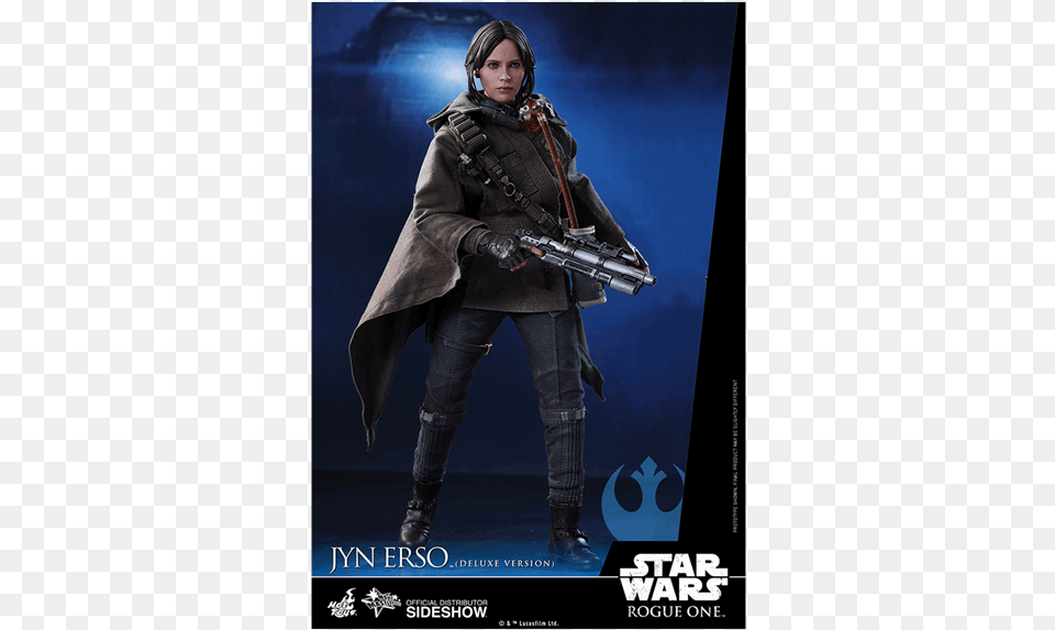 Of Hot Toys Deluxe Jyn Erso, Clothing, Coat, Adult, Weapon Png