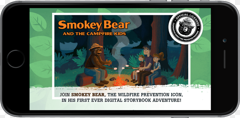 Of Iphone With Smokey Bear Game On Screen Smartphone, Person, Electronics, Phone, Advertisement Png