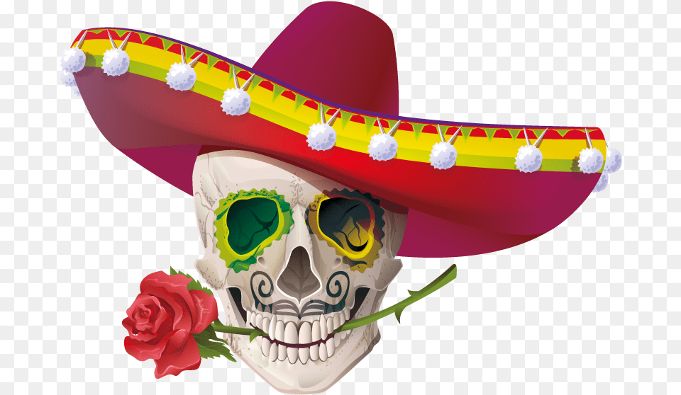 Of Mayo De Cinco Shape The Skulls Clipart Cinco De Mayo, Clothing, Hat, Sombrero, Flower Png Image