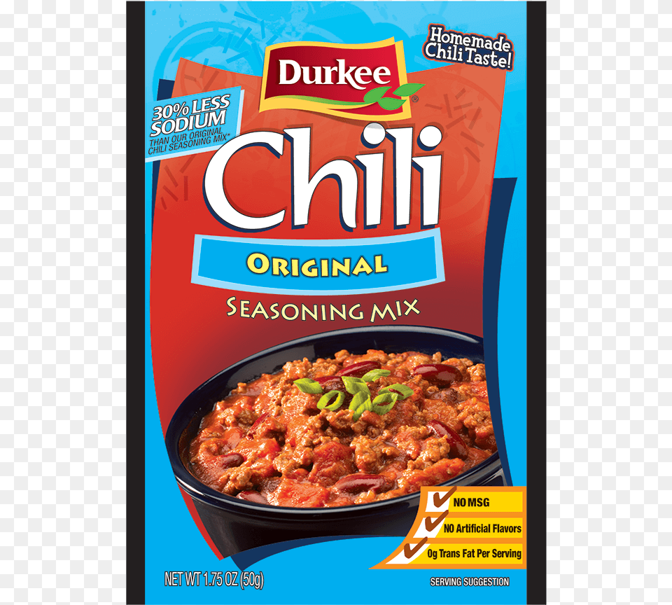 Of Original Reduced Sodium Chili Durkee Chili Seasoning, Advertisement, Food, Meal, Pizza Png