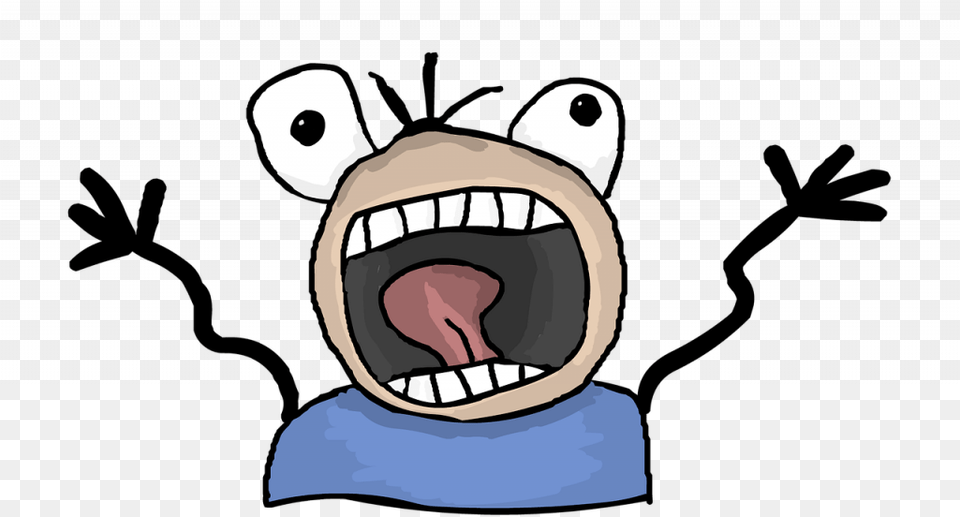 Of Panicking Spacehero Cartoon Picture Of Anxiety, Body Part, Mouth, Person, Animal Png Image