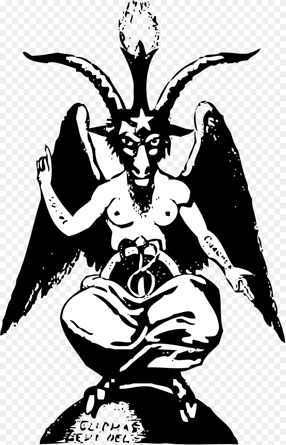 Of Symbol Satanism Theistic Satan Church Baphomet Clipart Baphomet, Stencil, Animal, Bee, Insect Free Transparent Png