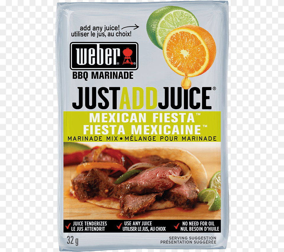 Of Weber Just Add Juice Mexican Fiesta Marinade Carne Asada Seasoning Packet, Advertisement, Produce, Plant, Orange Free Png Download