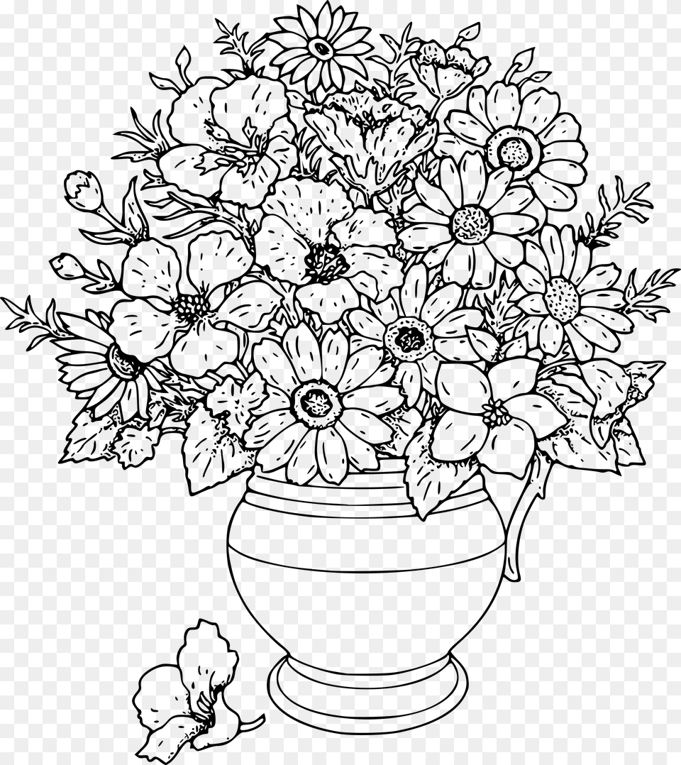Of Wild Flowers Big Hard Coloring Pages Flowers, Gray Free Transparent Png