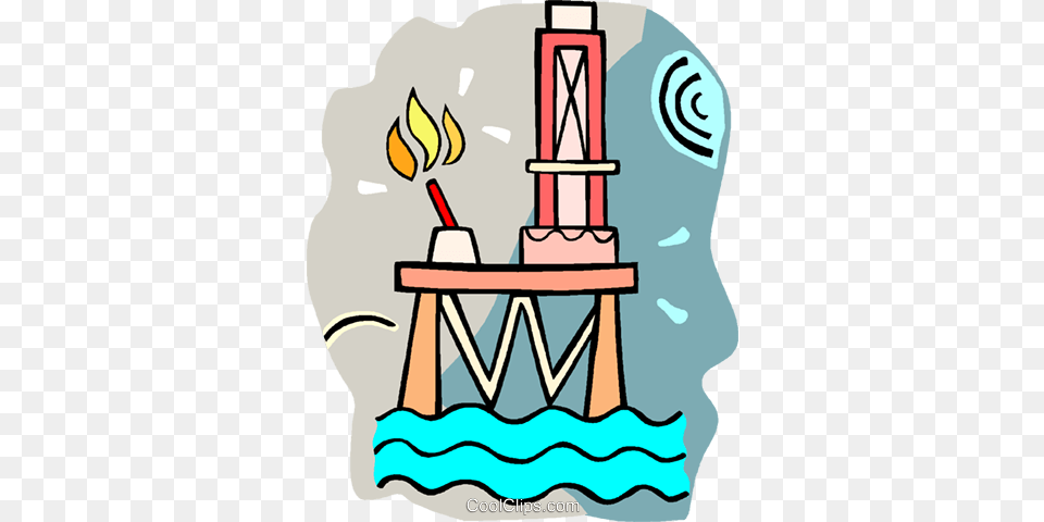 Off Shore Oil Well Royalty Vector Clip Art Illustration, Light Free Png