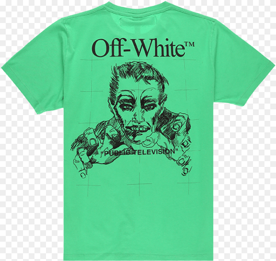 Off White Mirko Artist Slim T Shirt Off White Public Television T Shirt, Clothing, T-shirt, Adult, Face Free Png