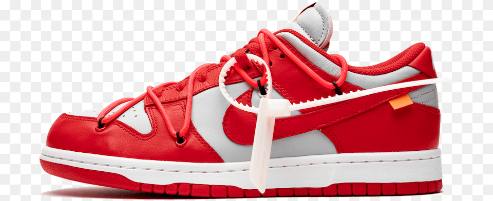 Off White Nike Dunk Low University Red Wolf Grey Ct0856 Off White, Clothing, Footwear, Shoe, Sneaker Free Transparent Png
