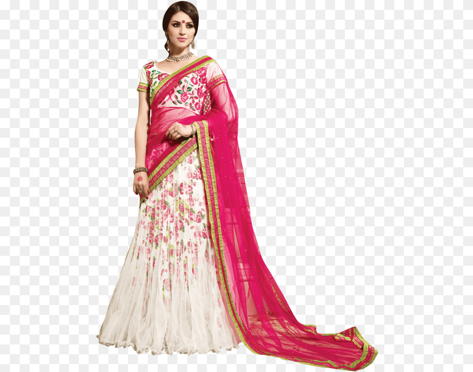 Off Whitedress Material Lehenga Saree For Women, Silk, Clothing, Dress, Sari Free Png Download