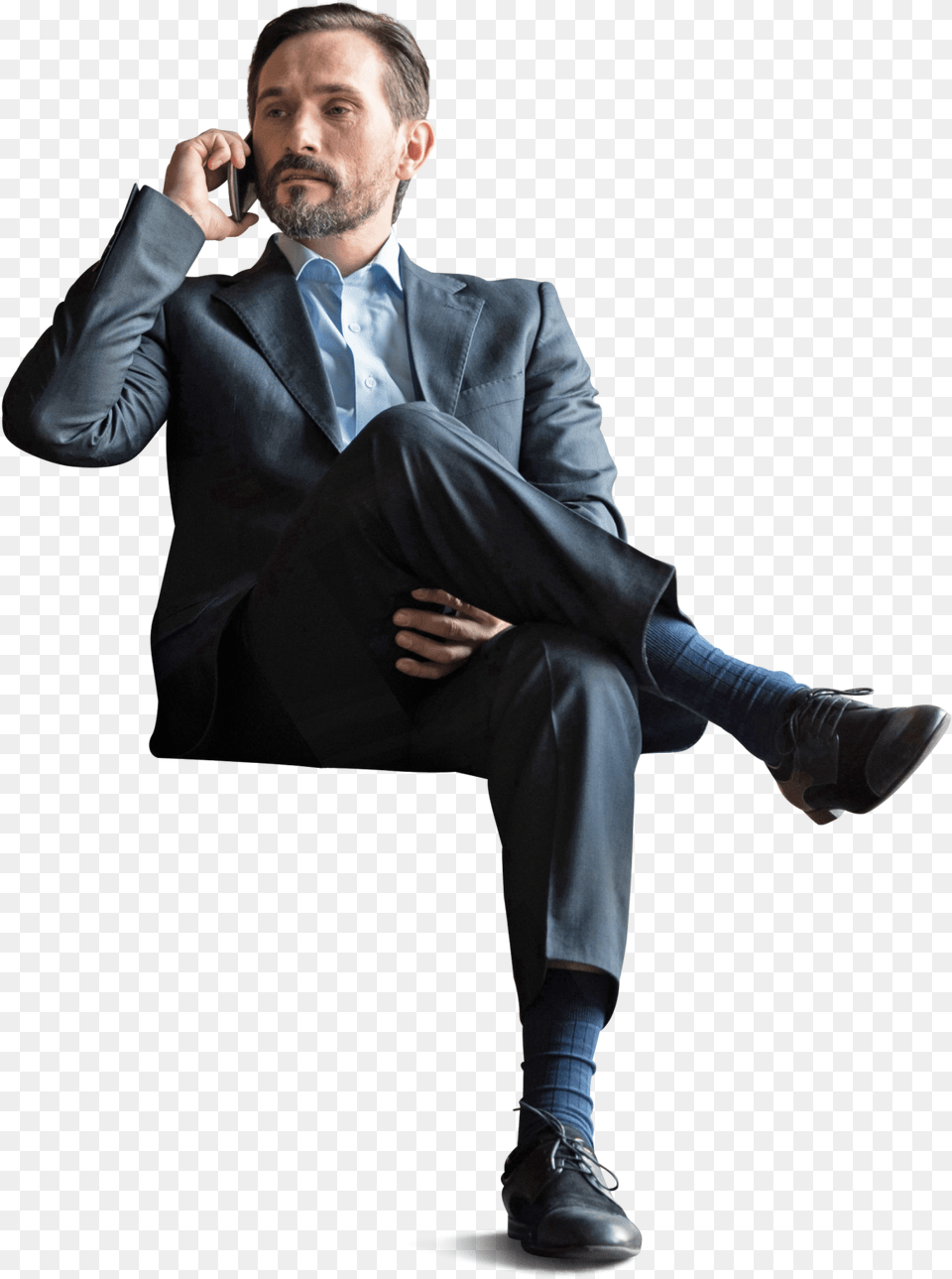 Office Businessman Sitting With Phone Cut Out Architecture People Sitting, Accessories, Suit, Shoe, Jacket Png Image
