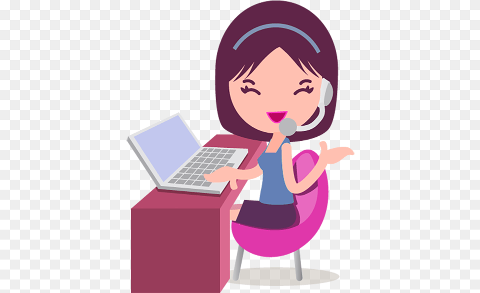 Office Clipart Phone Call Happy Birthday Office Girl, Laptop, Computer, Electronics, Pc Free Png