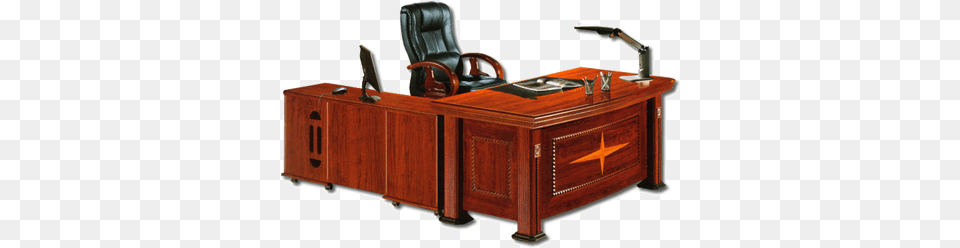 Office Corner Desk Image Desk With Background, Furniture, Table, Indoors, Chair Free Png