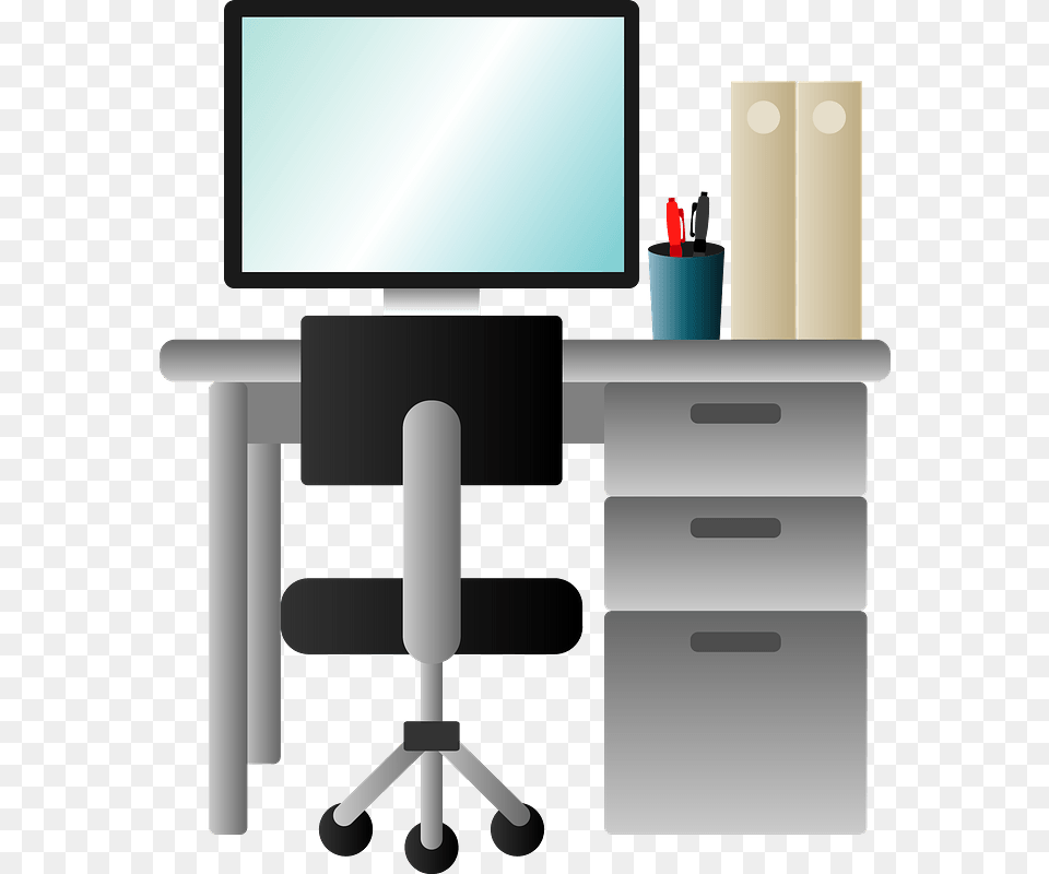 Office Desk Chair Clipart, Table, Furniture, Computer, Electronics Free Png Download