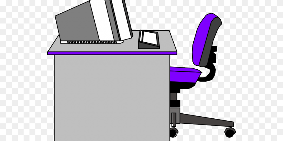 Office Desk Clipart Desk And Computer Clip Art, Furniture, Table, Electronics, Pc Free Png Download