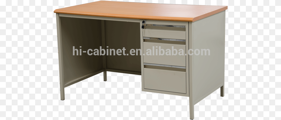 Office Desk Mdf Board Three Drawers Table School Wood Steel Writing Desk, Furniture, Drawer, Indoors, Kitchen Free Transparent Png