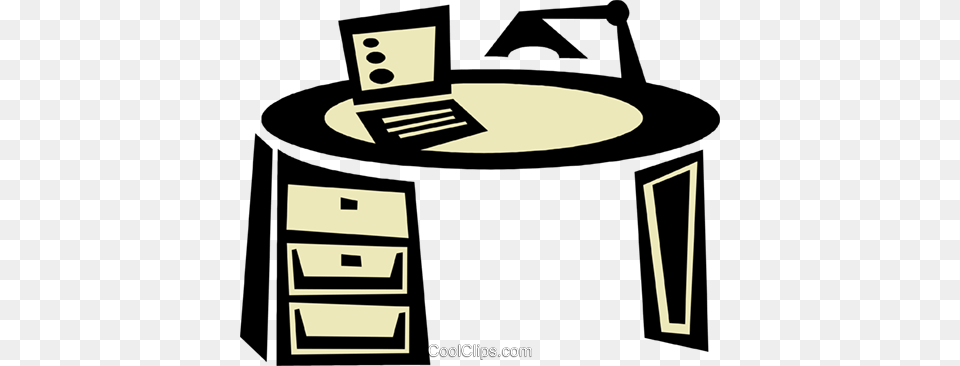 Office Desk With Laptop Royalty Vector Clip Art Illustration, Furniture, Table, Computer, Electronics Free Transparent Png