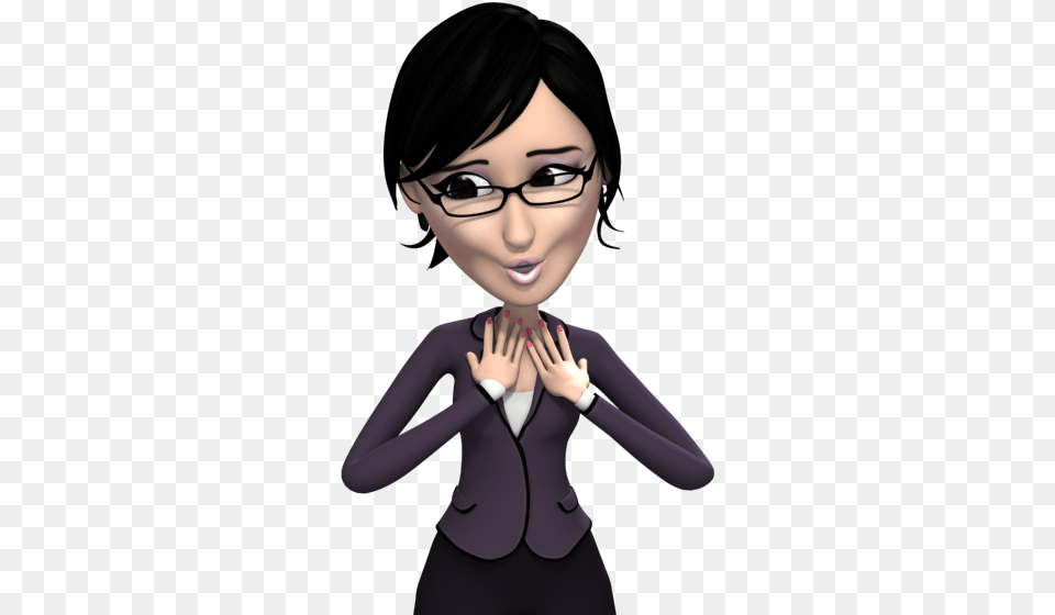 Office Girl With Glasses Says Sorry Office Girl Animation, Adult, Publication, Person, Woman Png