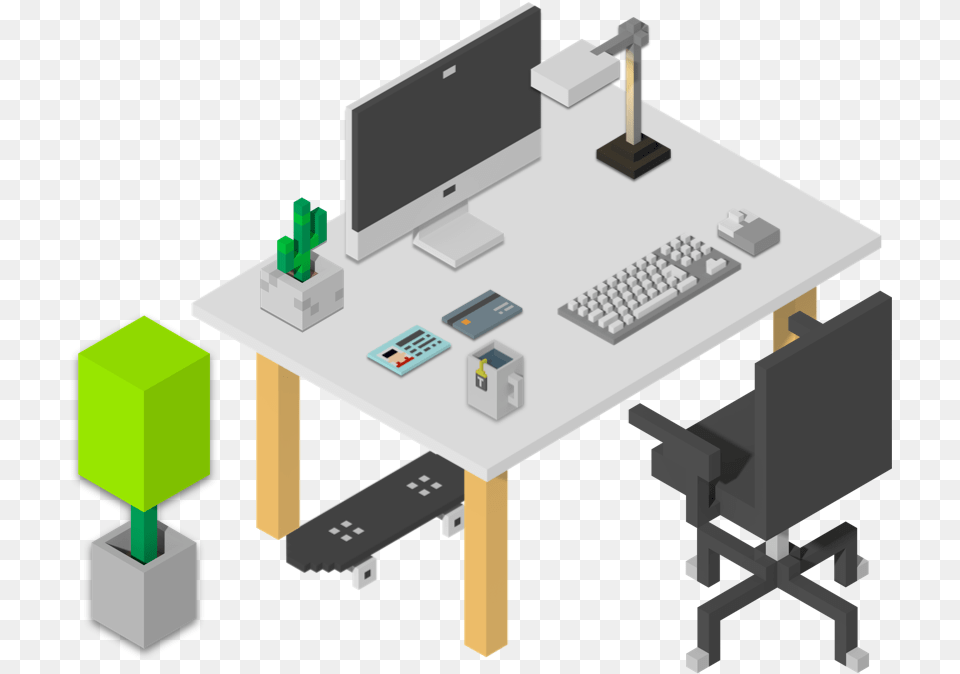 Office Isometric Office, Computer, Electronics, Furniture, Table Png