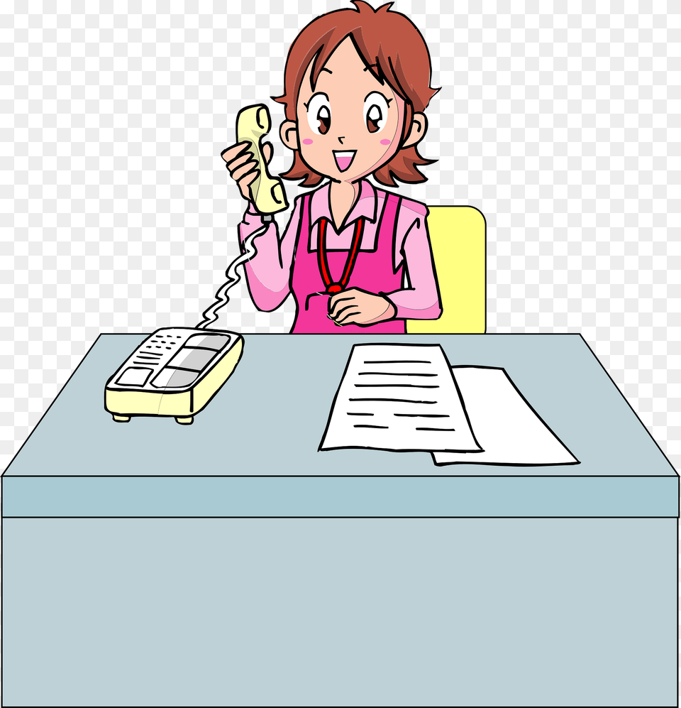 Office Lady Is Using The Phone Clipart, Baby, Person, Face, Head Png Image