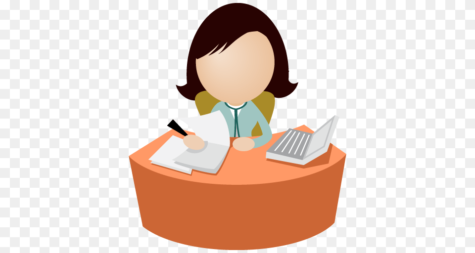 Office Management Clipart Person, Reading, Sitting, Furniture, Table Png