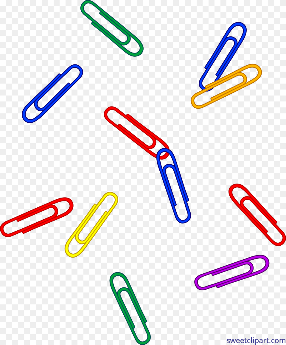 Office Paper Clips Scattered Clip Art, Light, Neon Free Png
