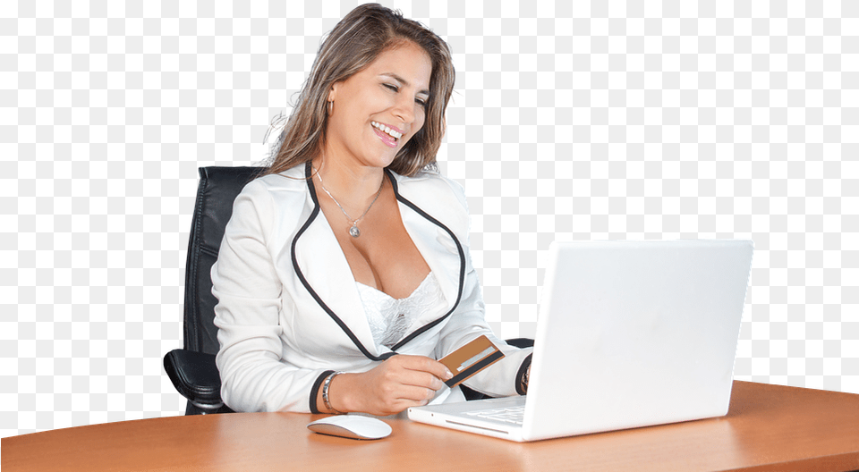Office People Business Woman Person At Computer Cartoon, Sitting, Pc, Laptop, Electronics Free Png Download