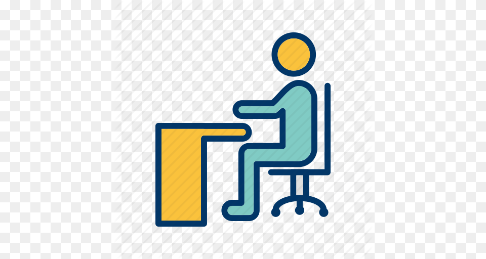 Office Sitting On Desk Student Work Icon, Furniture, Table Free Png