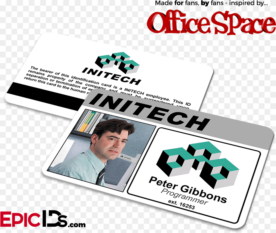 Office Space Inspired Initech Employee Id Name Badge Bill Lumbergh Id Badge, Text, Person, Man, Male Free Png