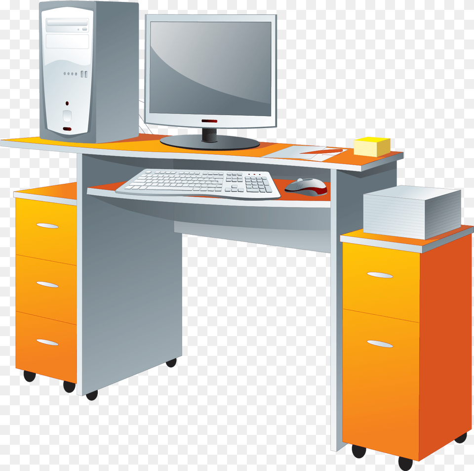 Office Vector, Computer, Furniture, Electronics, Desk Free Png Download