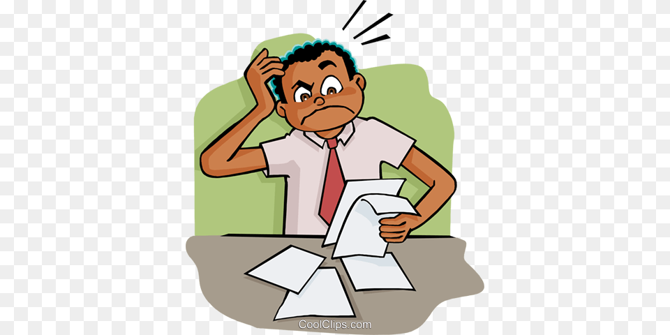 Office Worker Doing Paperwork Royalty Vector Clip Art, Baby, Person, Face, Head Free Transparent Png