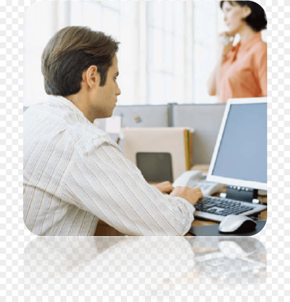 Office Worker Office Workers At Desk, Computer, Laptop, Electronics, Pc Free Png Download