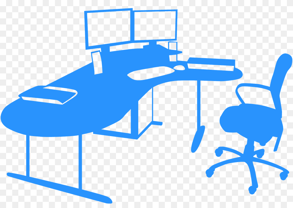 Office Workplace Silhouette, Desk, Furniture, Table, Computer Free Png