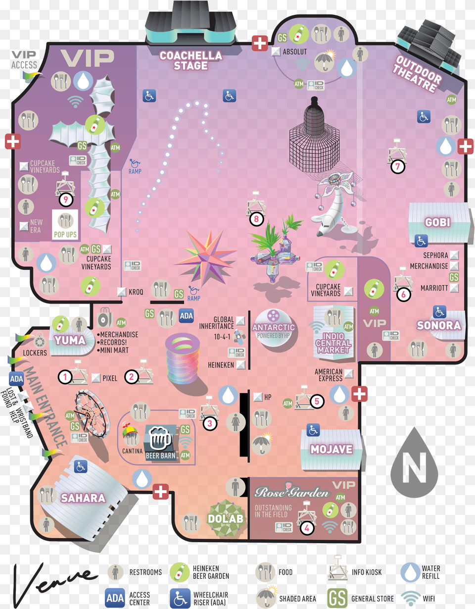 Official Coachella Guide Coachella Festival Map 2018 Png Image