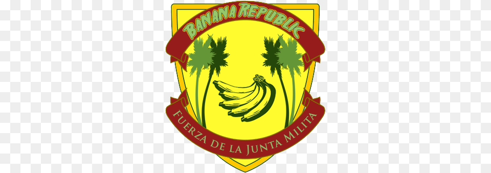 Official Coat Of Arms Of The Banana Republic Coat Of Arms With Banana, Logo, Food, Fruit, Plant Png Image