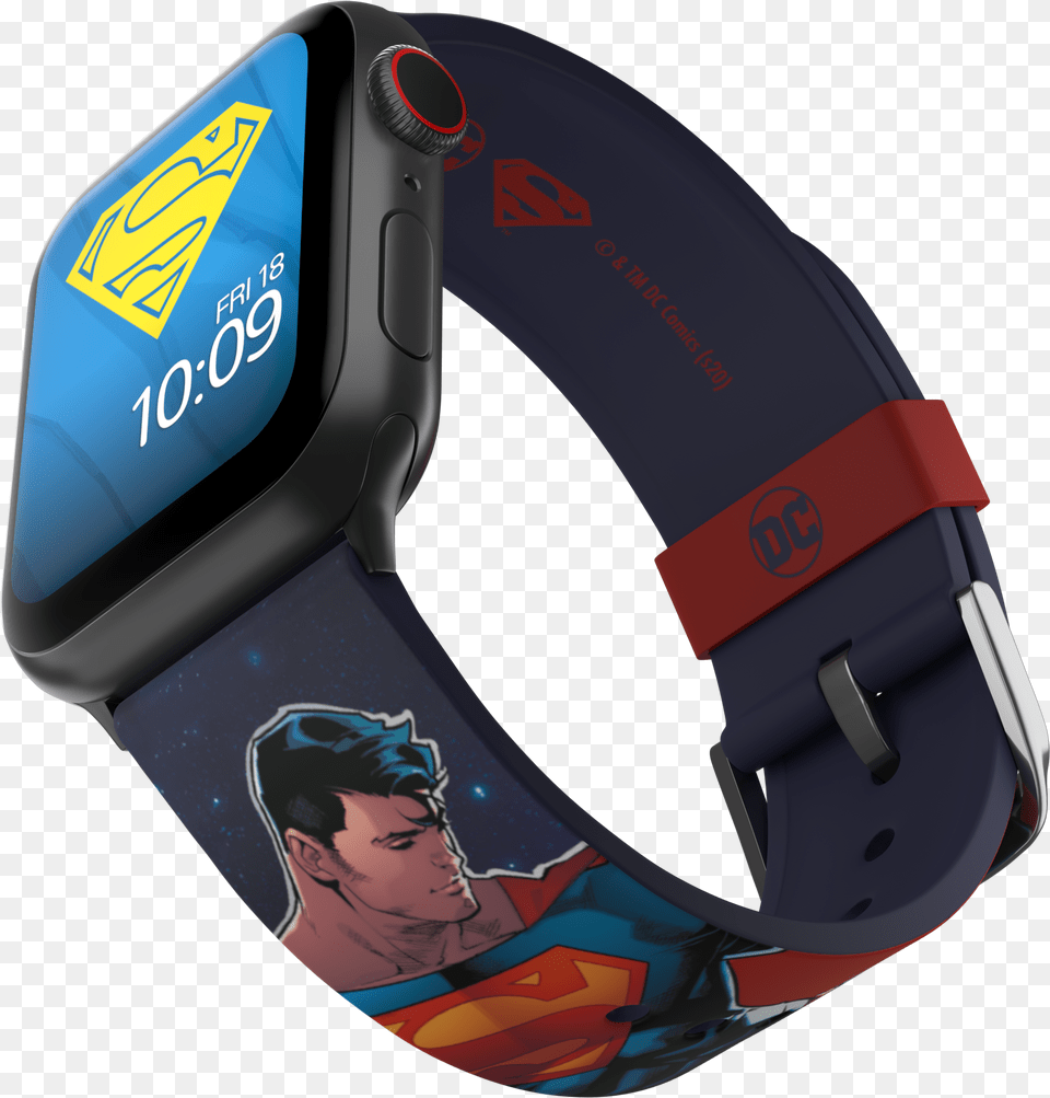 Official Dc Comics Apple Watch Band Superman Modern Comic, Wristwatch, Arm, Body Part, Person Free Transparent Png