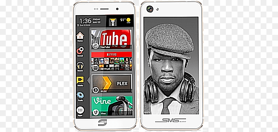 Official Dual Screen Phone Amp Dual Sim Phone Sms Audio Sync By 50 Cent Wireless Headphones White, Electronics, Mobile Phone, Adult, Male Png Image